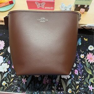Coach Brown Leather Crossbody Bucket Bag